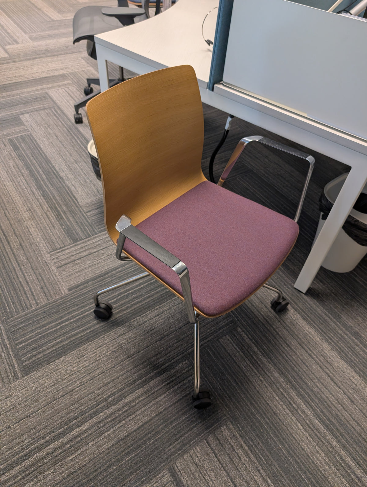 Side Chair - Dauphin - Purple Fabric Cushion with Wood Finish w/ arms