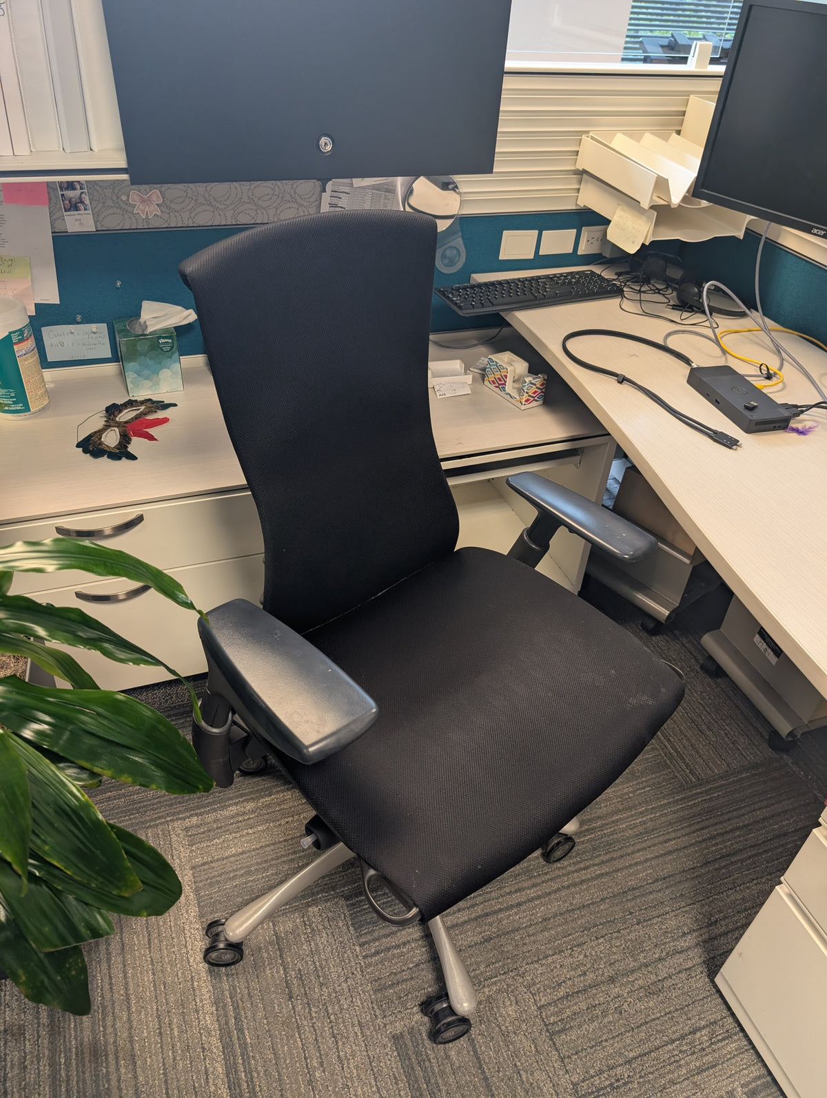 Task Chair - Embody - Black  back / Black Fabric - worn